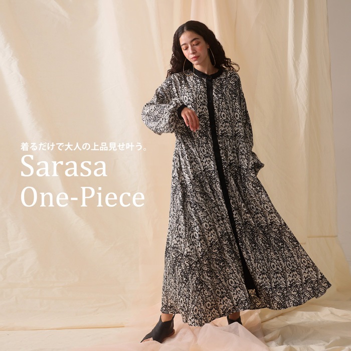 サラサ柄ワンピース ワンピース レディース ロング ・メール便不可