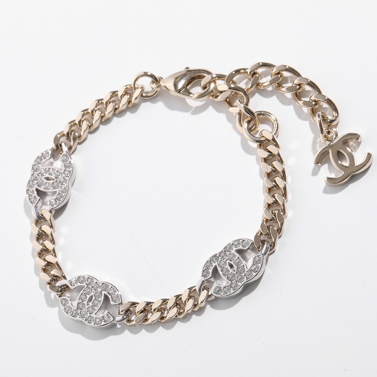 CHANEL シャネル ブレスレット AB6442 B06011 レディース 喜平チェーン メタル ラインストーン ココマーク CCロゴ ジュエリー NC835