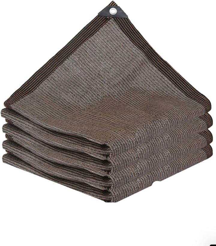 遮光ネット 日よけ シェード オーニング 防塵 目隠し UVカット ベランダ カーポート バルコニー (茶, 5mx6m)