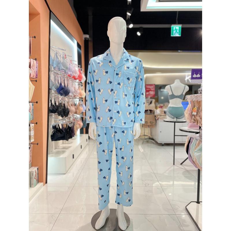 [스타필드고양] ベビーミンク極細糸ウサギ捺染男性パジャマセット(MP6058)