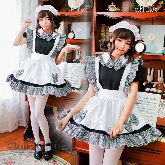 504メイド コスプレ 可愛い チェック柄
