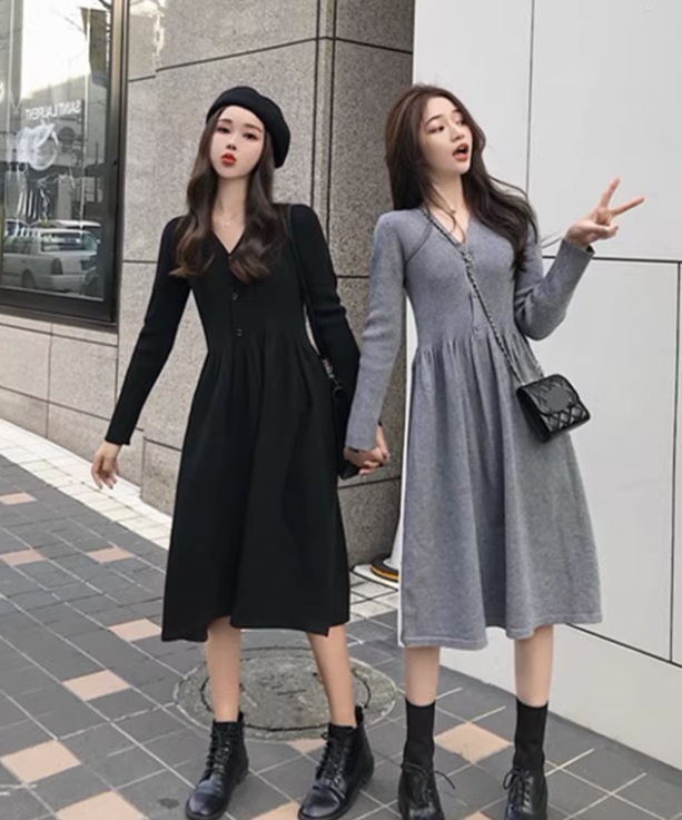 ワンピース デート モテアイテム ミモレ丈 ラウンドネック 可愛い きれいめ 上品 おしゃれ かっこいい 可愛い ラブリー キュート ガーリー クール モード系 セクシー エレガント 存在感