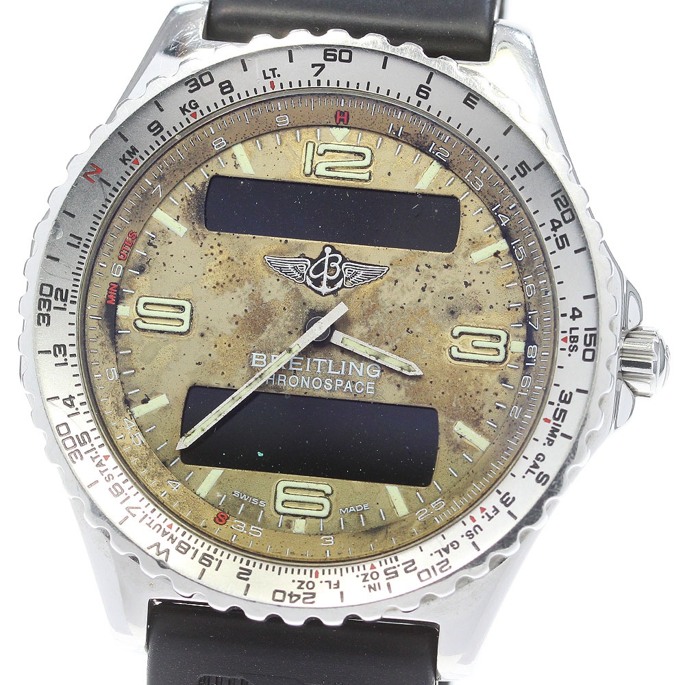 ジャンク ブライトリング BREITLING A56012.1 クロノスペース クォーツ メンズ 保証書付き_820271【中古】