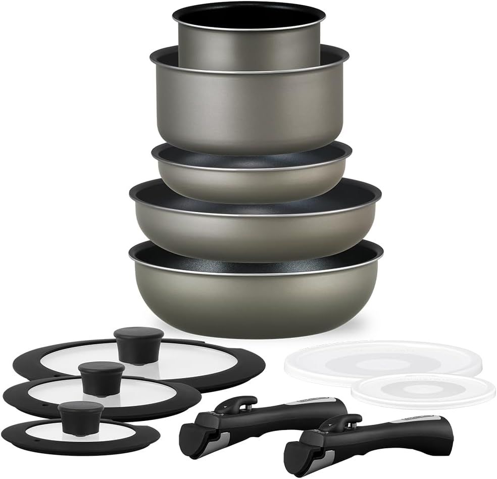 フライパン 鍋 セット IH&ガス火対応 12点 1人暮らしセット ダイヤモンドコート ダイヤモンドコートパン シルバー 取っ手のとれる 軽量 こびりつかずにお手入れ簡単 ATF-SEI12