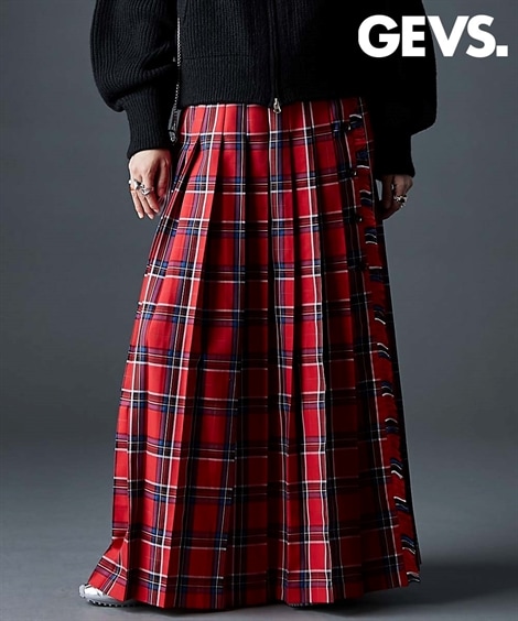 ロングスカート チェックマキシプリーツスカート 大きいサイズ有 GEVS. 9,352円