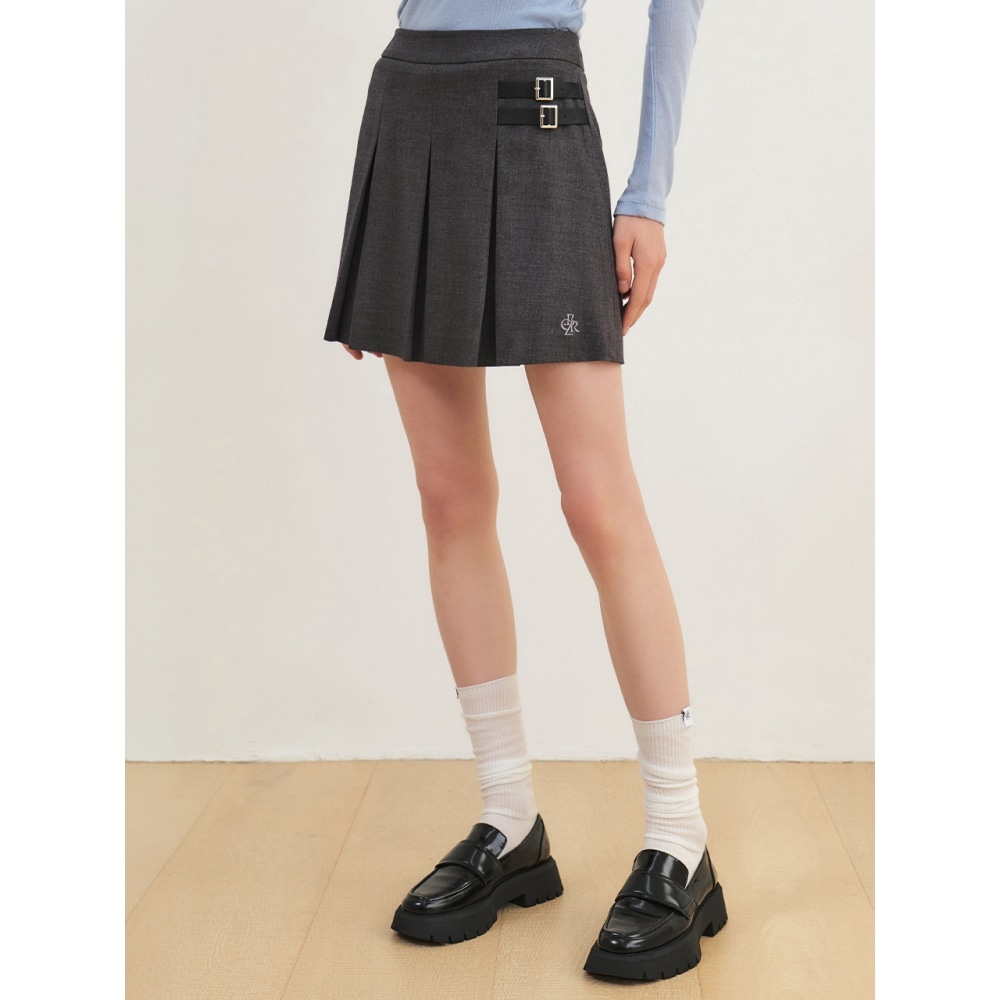 CITYBREEZE ウールプリーツミニスカートグレー