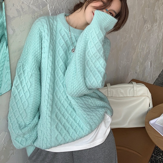 トップス レディース ニット セーター ゆったり ラウンドネック 長袖 トレンド パステルカラー シンプル 無地 カジュアル 伸縮性 かわいい 大人可愛い きれいめ 大人 おしゃれ お洒落 大人女子