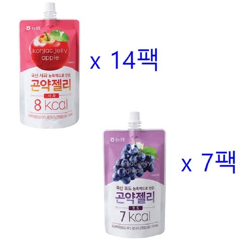 農協食品こんにゃくゼリーりんご150g 7パックx2 +ブドウ150g 7パックx1