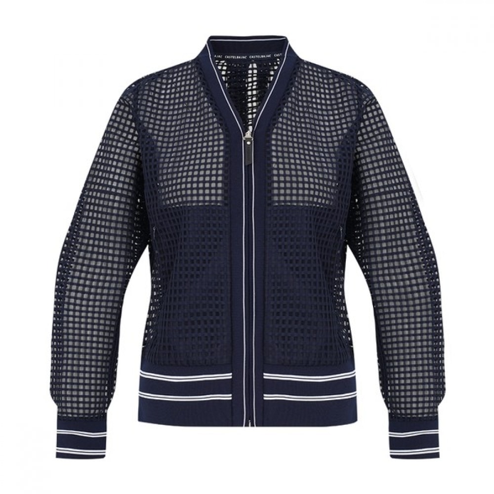 (カステルバジャック) レディース Vネックメッシュジップアップジャンパー_BGDMTJ704NY