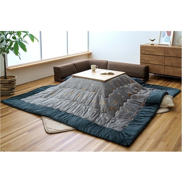 こたつ布団 単品 ローソファー用 大きめ ギャベ柄 撥水 グレー 長方形 約240x280cm