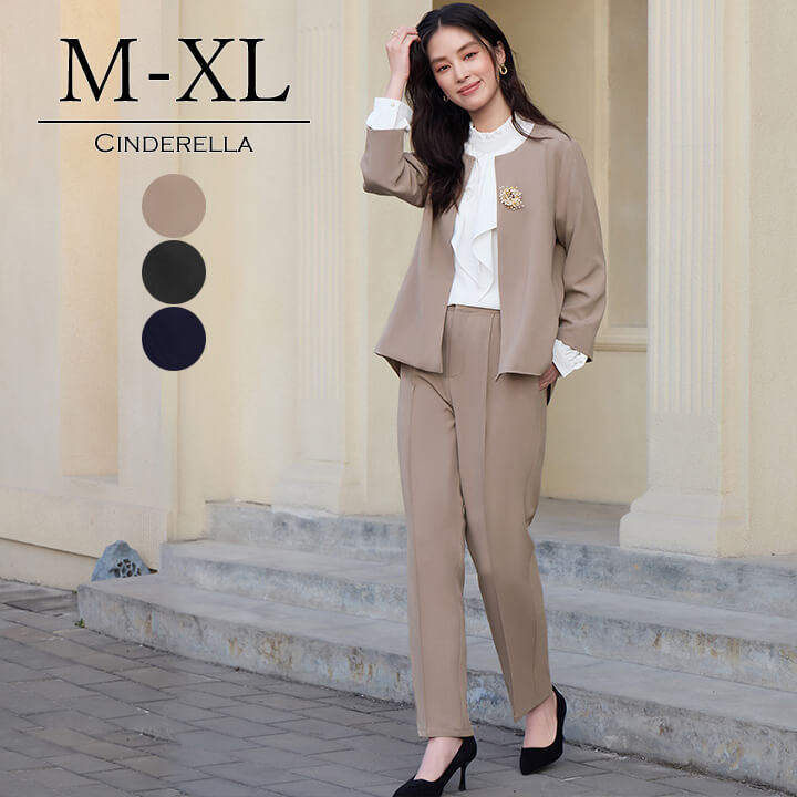 ドレス パンツドレス パンツスーツ セットアップ レディース パンツ 長袖 結婚式 謝恩会 発表会 かっこいい きれいめ 抜け感 大人 フォーマル ジャケット ベージュ 茶色 ブラック 黒 ネイビー 6,468円