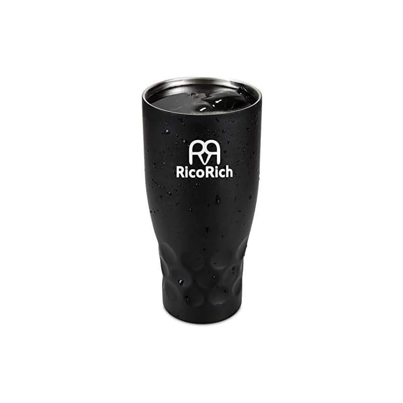 RicoRich 真空断熱タンブラー まほうびん ふたつき ステンレス 二重構造 900ml ブラック (RRWB11-BK)