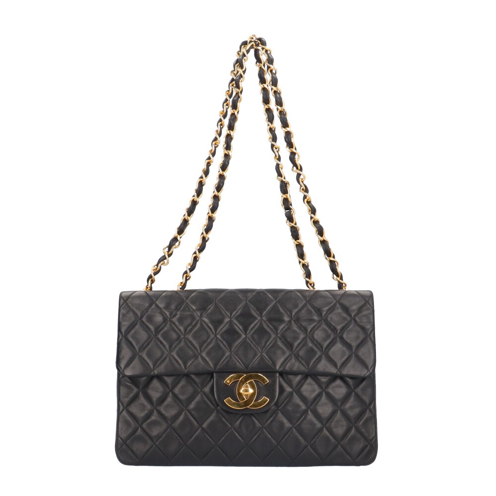 シャネル デカマトラッセ34 ショルダーバッグ ラムスキン ブラック CHANEL 中古
