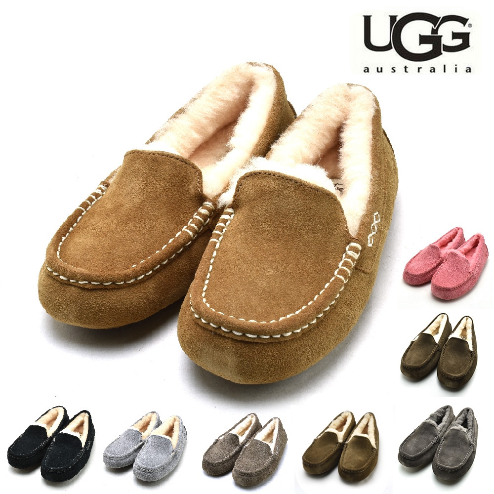 アグ モカシン レディース アンスレー ムートン スエード スリッポン シープスキン ベージュ ブラック グレー 茶 黒 UGG ANSLEY【1106878】