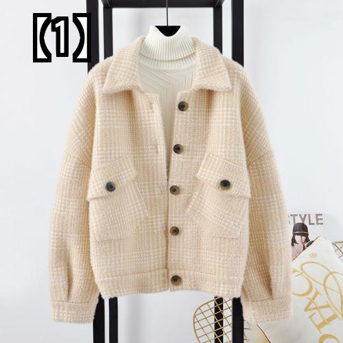 ジャケット レディース 春秋 ショート丈 韓国 厚手 千鳥格子 黒 白 カーキ ボタン ポケット 暖かい 14,753円