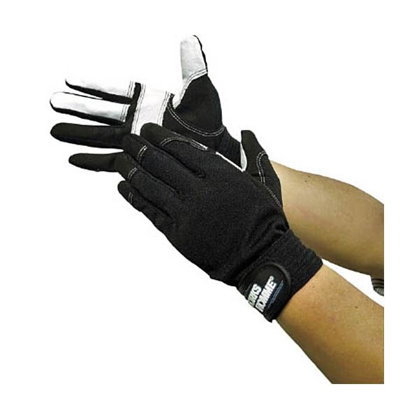 （まとめ）ユニワールド WORKS HOMME 人工皮革手袋 豚革当付 M 1双[x5]