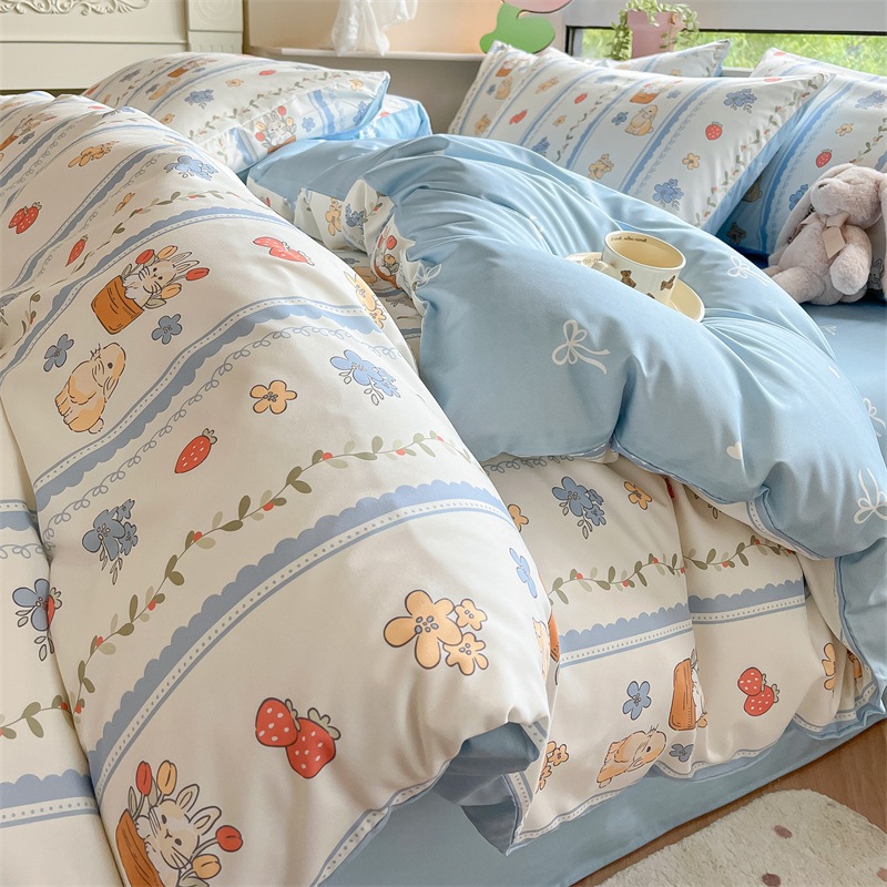 牧歌的な純綿シーツ掛け布団カバー冬用寝具ドミトリー寝具 3 点セット