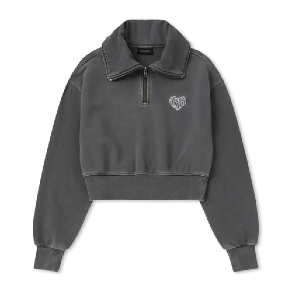NERDY 女性用スフレピグメントクロップスウェットシャツチャコール