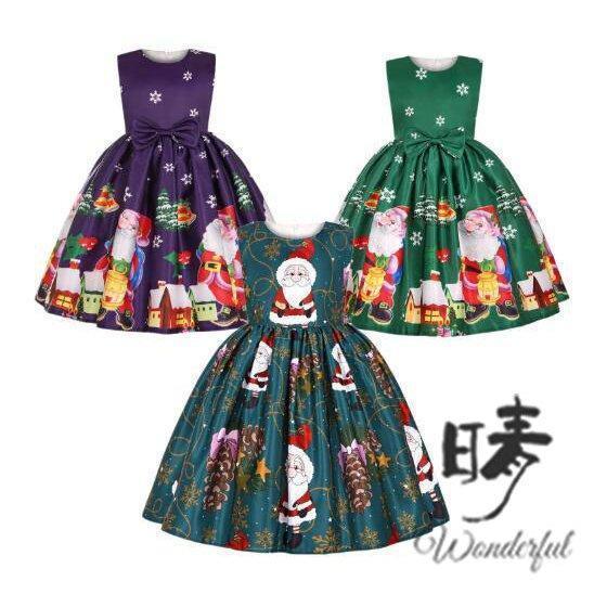 限定セールクリスマス衣装 女の子 ワンピース クリスマスツリー 緑 サンタ 子供 コスチューム コスプレ 雪 トナカイ 孫 キッズ ギフト クリスマス パーティー 演出服