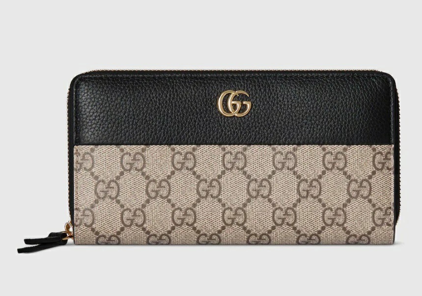 GUCCI 456117-AAE5E-1069 グッチ ダブルG バイカラー ジップアラウンドウォレット ラウンドファスナー長財布 GGスプリームキャンバス×レザー BK×BE×D.BR