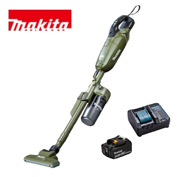 当店だけ！バッテリー充電器も1年保証! マキタ コードレス掃除機 18V 紙パック式 オリーブ CL285FDZO+ ショートサイクロン + バッテリー + コンパクト充電器 充電式 クリーナー