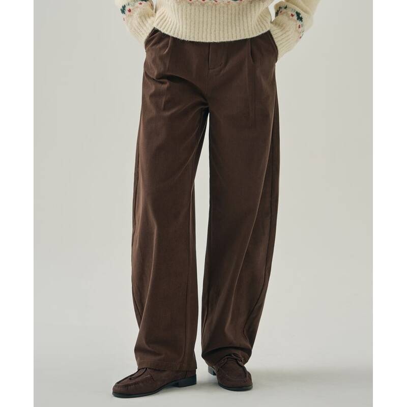 ドローフィット ウィメン DRAWFIT WOMEN カーブドコーデュロイ ワンタックスラックス [BROWN] DFWMPT5371BR 372616