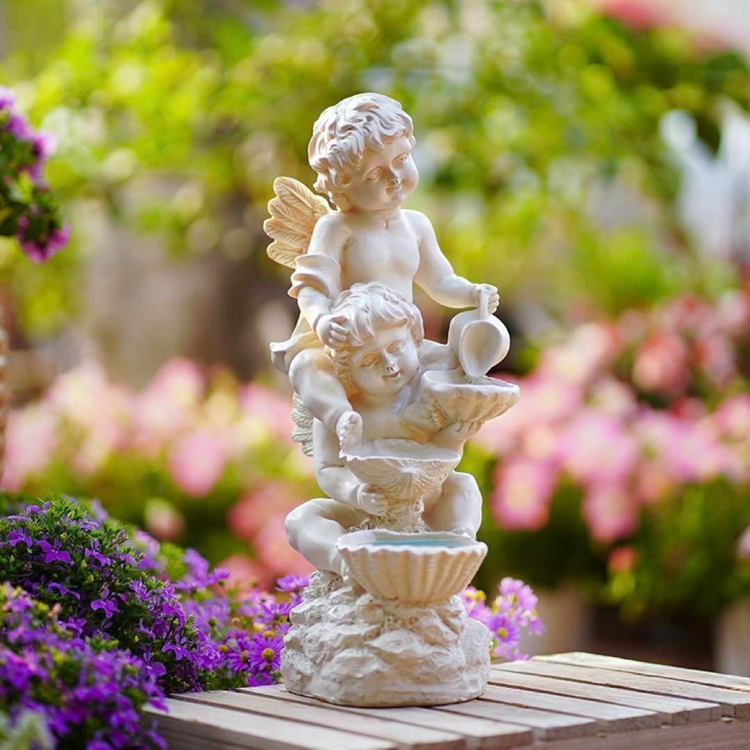 ガーデンライト ソーラー 天使 ガーデンオーナメント ソーラーライト エンジェル 置物 屋外 おしゃれ 防水 白 太陽光 北欧 ギリシャ神話 led