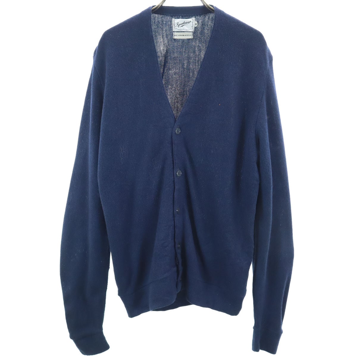 sportswear スポーツウェア 70s 80s ヴィンテージ 長袖 カーディガン M ブルー メンズ 古着