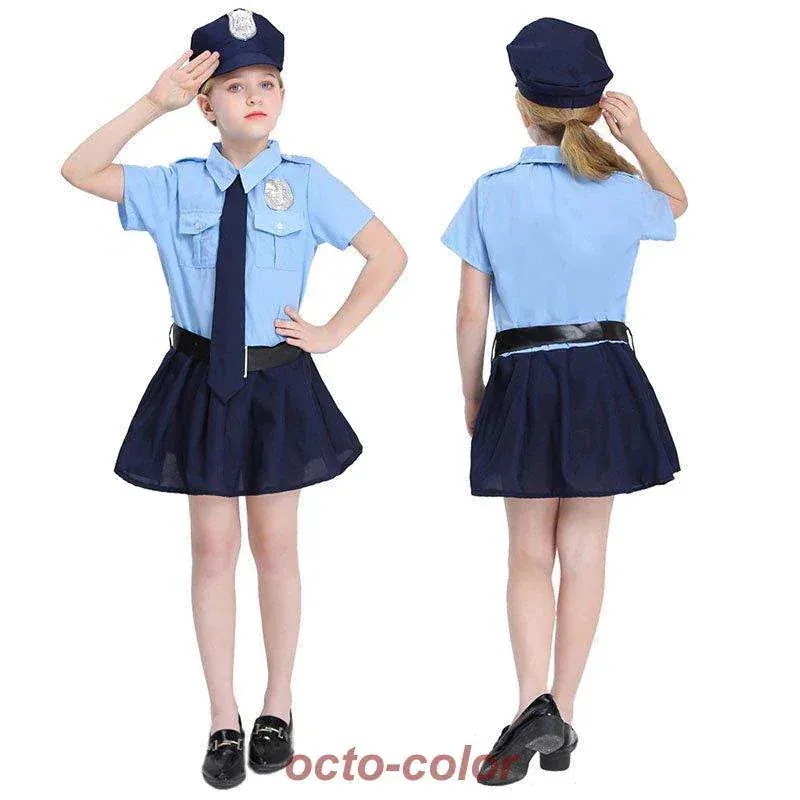 ポリスコスプレ衣装 キッズ コスチューム ハロウィン 女子 仮装 警察コース 【新品先発】ハロウィン 子供コスプレ