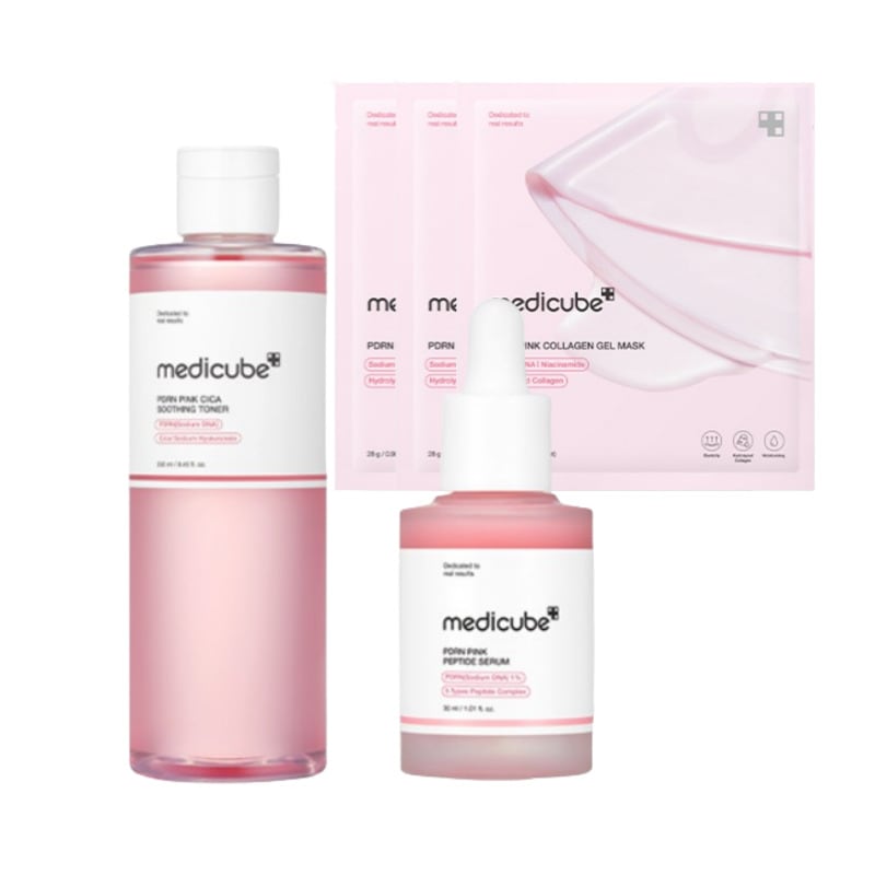 [NEW] ピンク PDRN 跡取り Whitening セット(ピンクペプチド アンプル 30ml & ピンクシカ スージングトナー 250ml+ピンクコラーゲンゲルマスク 3枚)