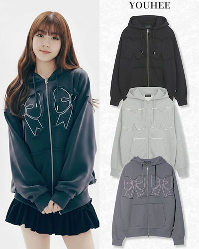 Qoo10 YOUHEE 即日発送 ジェニ着用 パーカー 無地 長