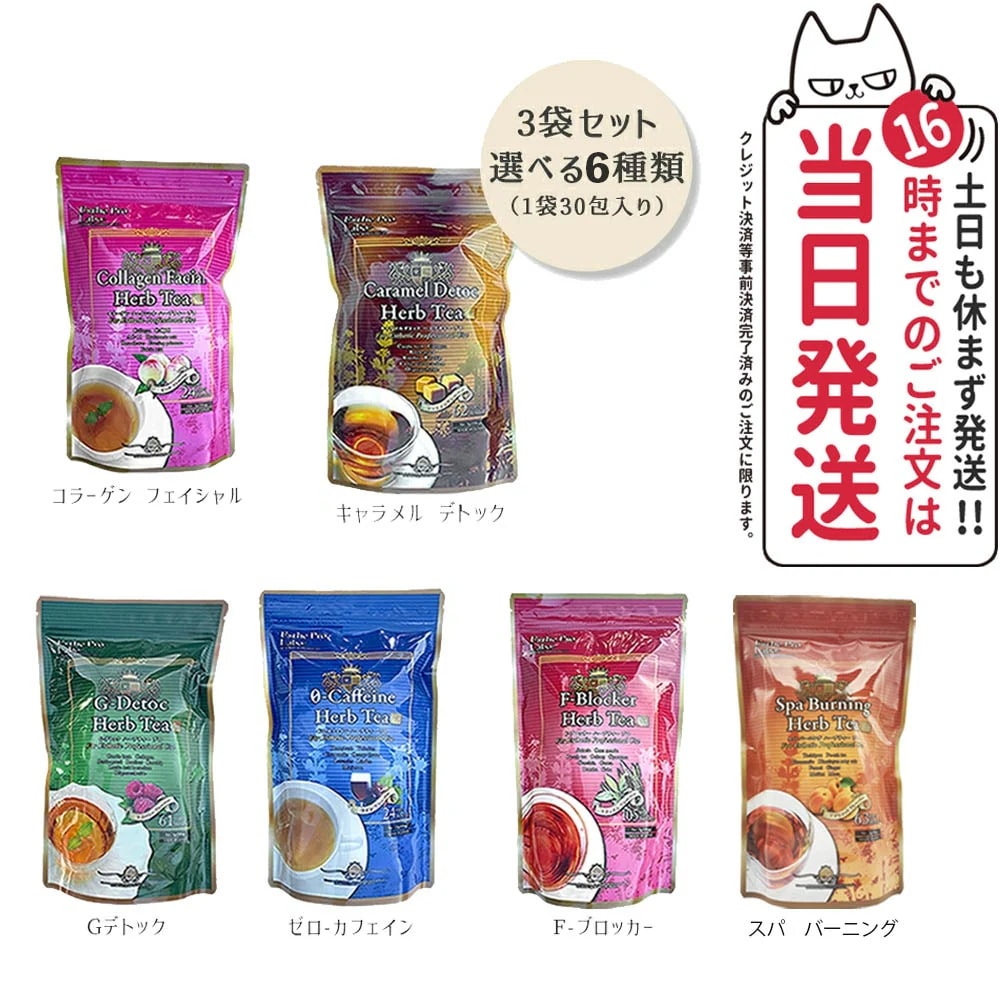【選べる3袋セット】エステプロラボ ハーブティー プロ 各30包入り プロ Gデトック キャラメルデトック Fブロッカー コラーゲン フェイシャル ゼロカフェイン スパ バーニング