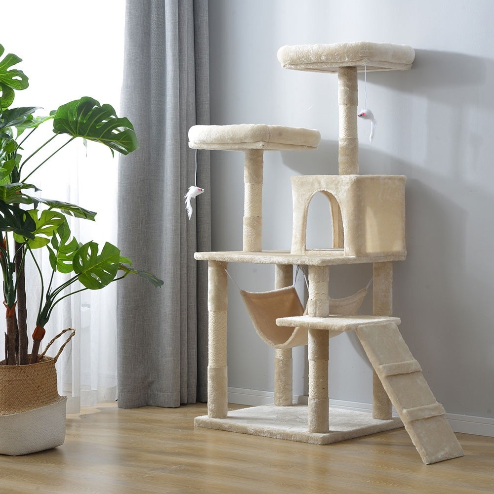 【国内即日発送】キャットタワー 据え置き ハンモック 麻紐 全高145cm