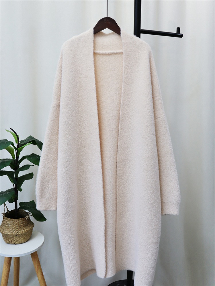 INSスタイル コート ロング 秋冬 帯を締める ミンクのパイル 怠惰な風 セーター 気質 ニットトップス カーディガン トレンド 4,679円