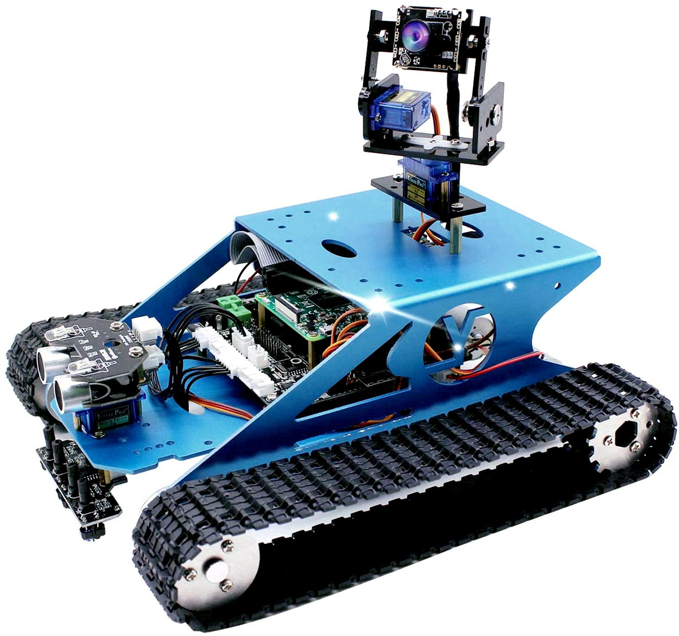 Yahboom Raspberry Pi ロボット プロ スターターキット カメラ付き プログラマブル AI エレクトロニクス DIY タンク ロボット キット ティーン 大人向け Pi 4B と互換