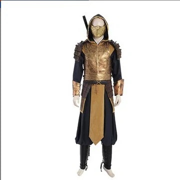 モータルコンバット スコーピオン ハンゾー コス衣装 映画同風スーツ コスプレ 周辺小道具