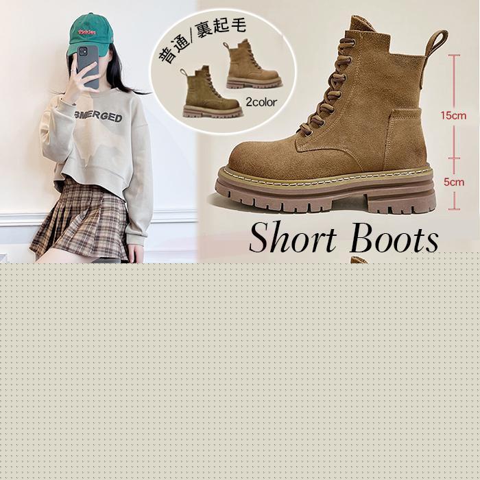 期間限定オファー 短納期 ショートブーツ レディース 厚底 本革 歩きやすい レースアップ ワークブーツ サイドジッパー 撥水 防水性 耐滑 大きいサイズ 裏起毛 春 夏 秋冬 数量限定