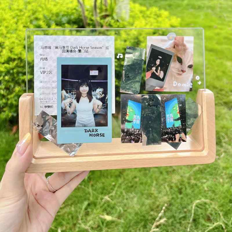 【早い者勝ちタイムセール】切符写真立てフォトフレームフォトスタンドペットチケット横型ブラウン縦型ベージュコラージュ家族写真デコオブジ