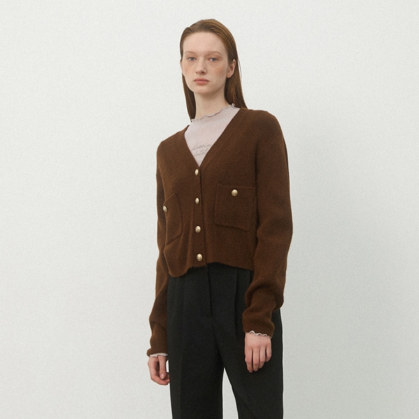 (Z-CD-1988)CROP V-NECK CARDIGAN
