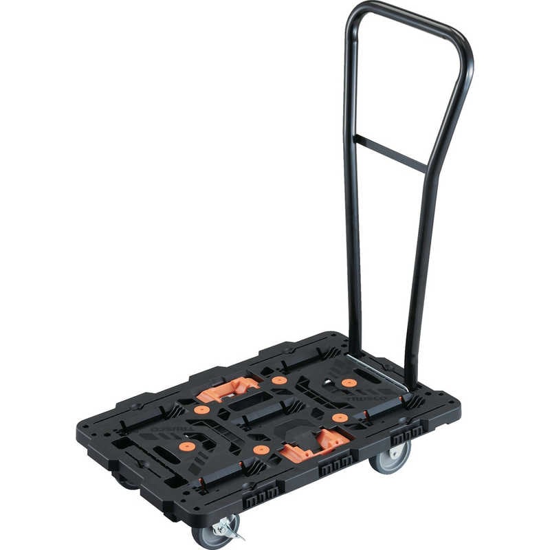 トラスコ中山　TRUSCO連結式樹脂製平台車ビートル700X450自在3輪内2輪ストッパー付脱着式ハンドル付とめたろう付 　BT700J3S2HE100T