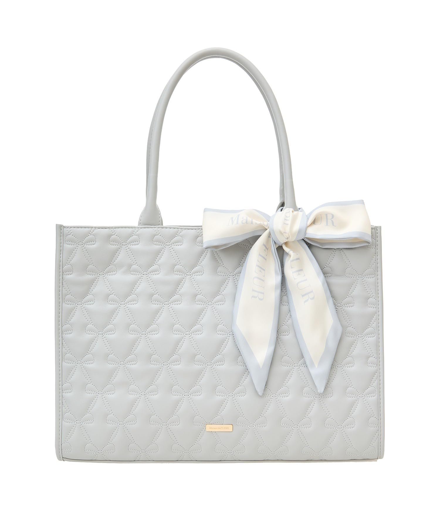 Maison de FLEUR(メゾン ド フルール) EC限定スカーフ付リボンキルティングトート グレイッシュブルー 08000319800