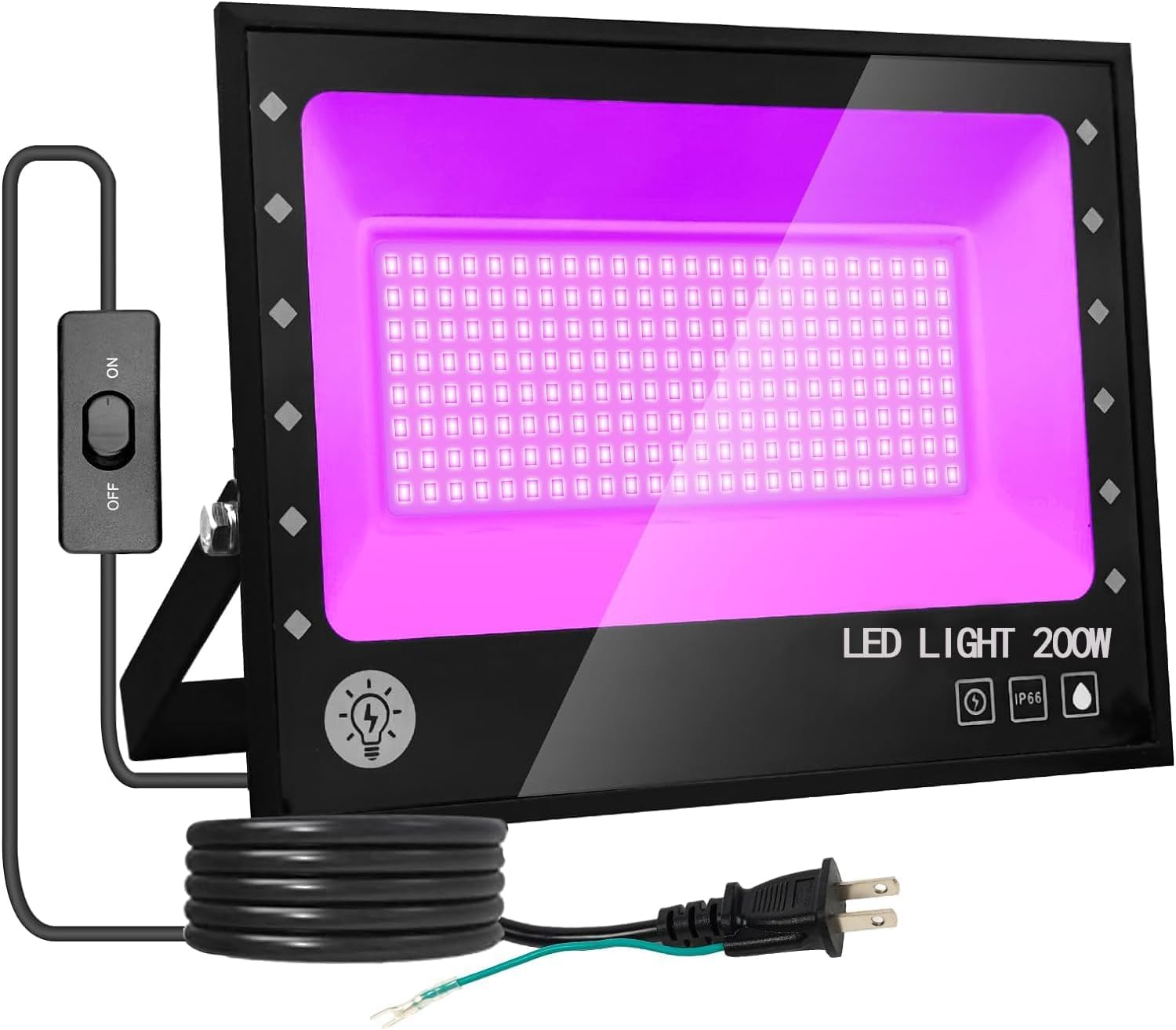 ARREBOL （アレボル）led投光器 ブラックライト 200W紫外線ライト 投光器 紫外線投光器 PSE認証 IP66防水機能 UVライト395-405nm1.8Mコード 屋外用 舞台照明 画廊