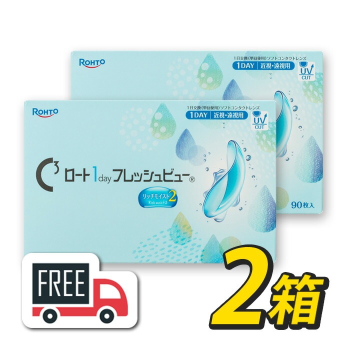 ロート ワンデーフレッシュビュー リッチモイスト2（1箱90枚入）2箱 コンタクトレンズ 1日使い捨て 1day 送料無料
