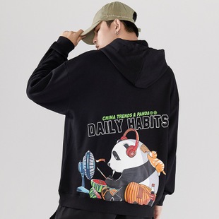 ヒップホップの服の新しい冬のフード付きのセーターの潮男性の綿の漫画のパンダの緩い大きなヤードタイドブランドの男子学生 5,543円