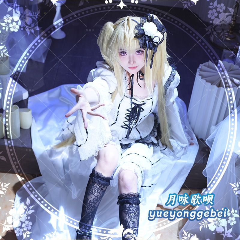 守護甜心月アリア唄cos服白い洋服Lolita華麗ワンピースコスプレ衣装アニメ