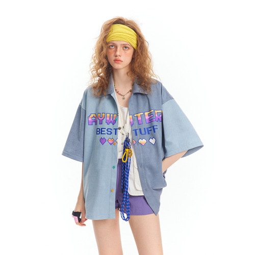 スエードパッチワークヴィンテージ半袖シャツ 6,612円