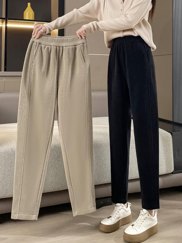 パンツ レディース 秋 冬 カジュアル ウール スーツ 小さい 伸縮性 ハイウエスト ストレート 九分丈 タバコ パイプ クロップド