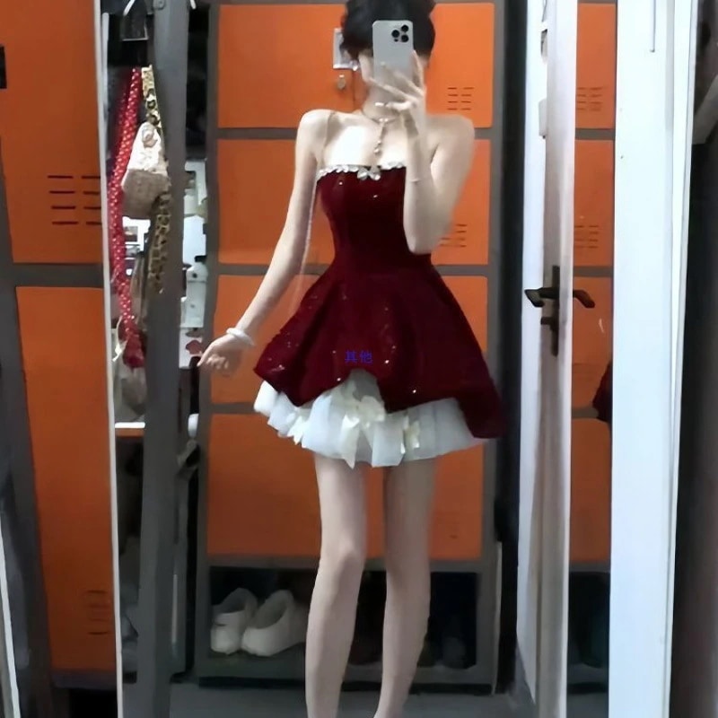 クリスマスシャツ 3 点セット女性の秋と冬のベルベットスカートショートスカート豪華なカーディガンスーツ