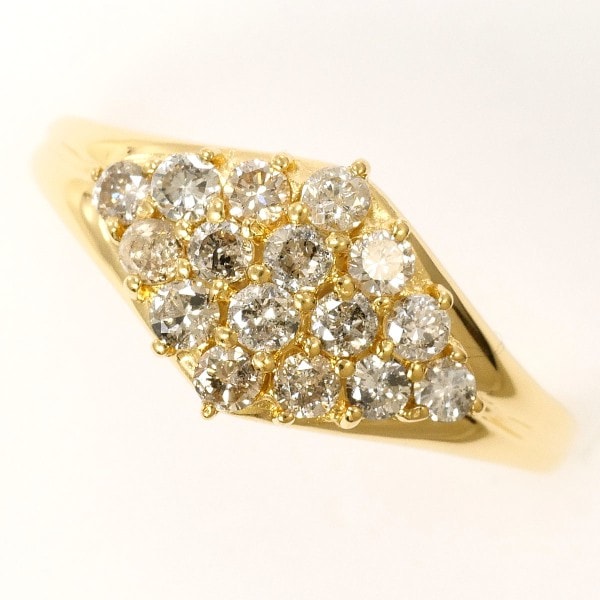 K18 18金 YG リング 13.5号 ダイヤ 0.50 中古