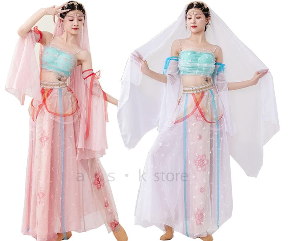 古典ダンス衣装 レディース コスプレ衣装 漢唐 古風 コスチューム 漢服唐装 華流ダンス衣装 演出服 蝶元素 中華風 ダンス衣装 ハロウィン 古代お嬢様 変身仮装 エスニック 舞台演出服 豪華 おしゃ